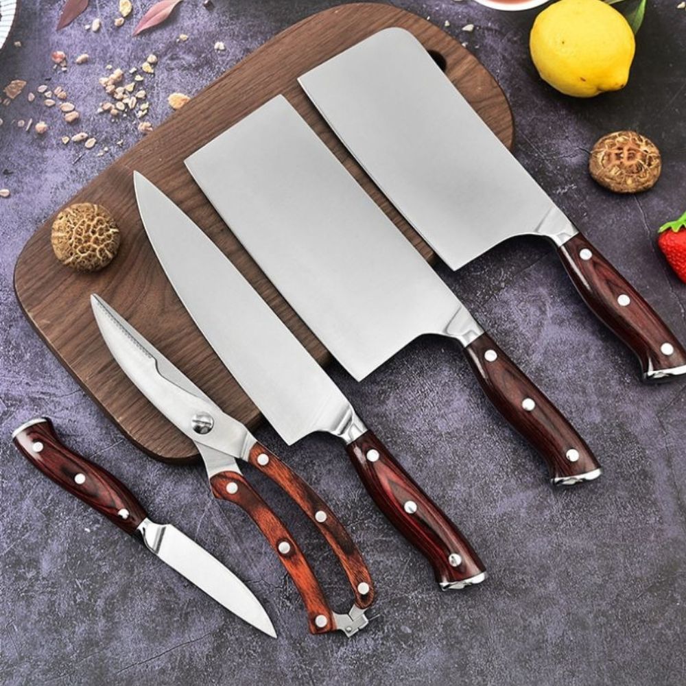 Nerūdijančio plieno 6 dalių virtuvinių peilių komplektas